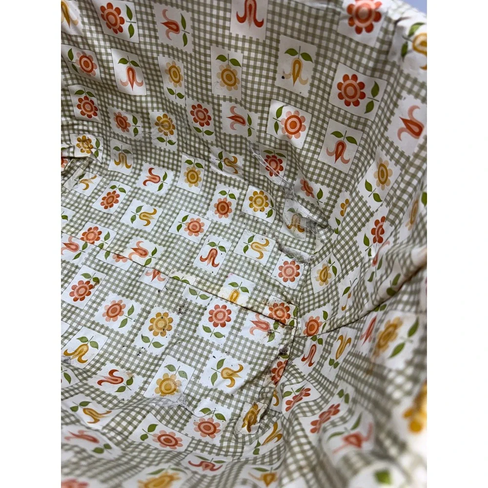 Vintage Wicker Picnic Basket Retro Floral Gingham Liner Cottagecore Boho Decor